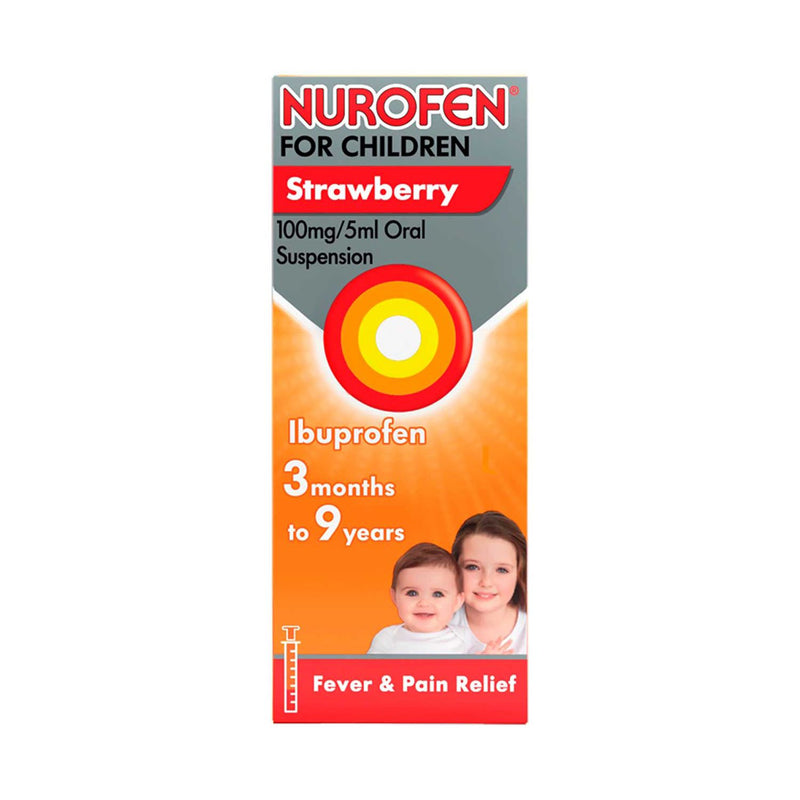 Nurofen children ibuprofen strawberry suspension 100ml, imported from the UK