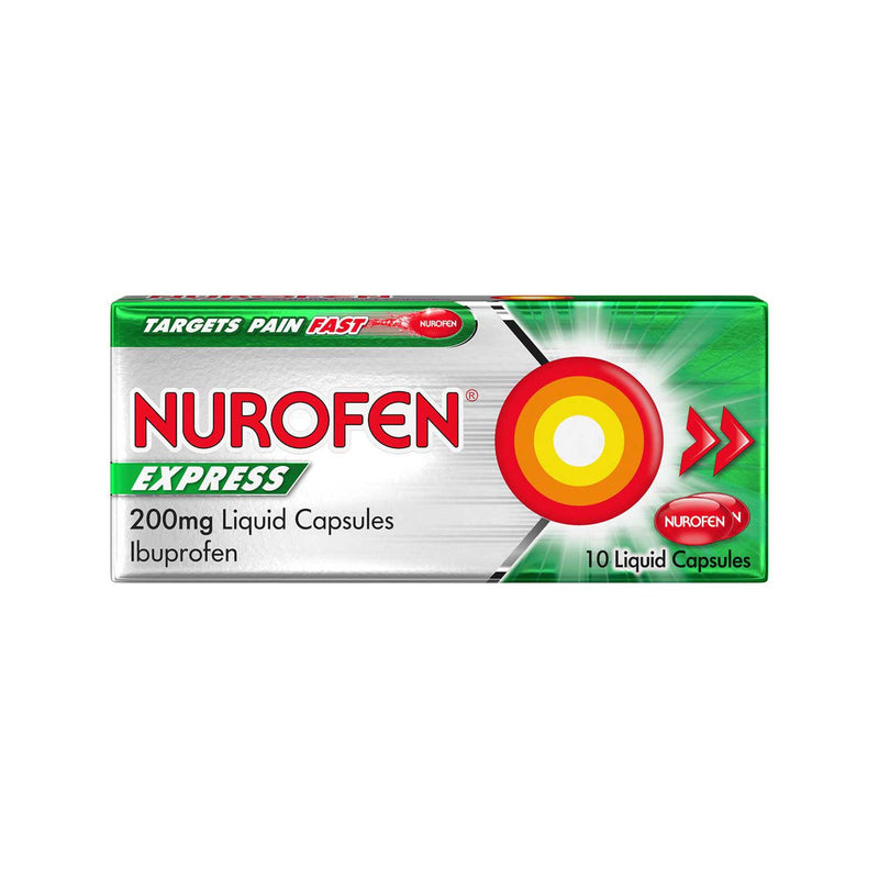 Nurofen Express 200mg liquid capsules 10s, UK version