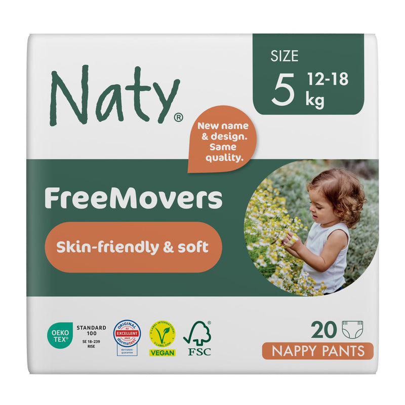 Naty pull on pants size 5 20 count, imported from the UK