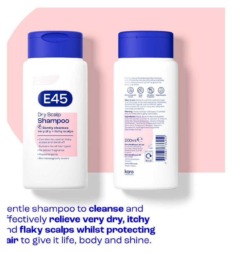 E45 Anti-Dandruff Shampoo 200ml, imported from the UK