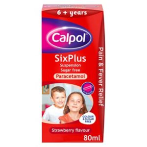 Boots Calpol SixPlus Suspension Sugar Free Strawberry Flavour 6+ Years 80ml- Buy online at McGrocer