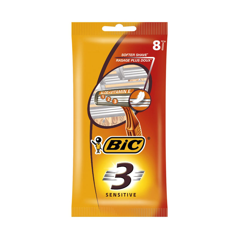 BiC 3 Sensitive disposable razors 8 pack - British product