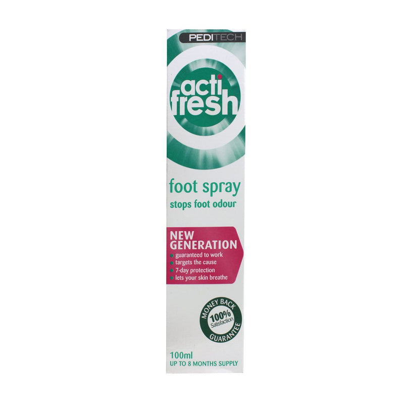 Peditech ActiFresh Foot Odour Spray 100ml, imported from the UK