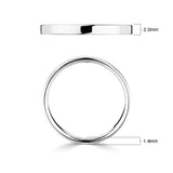 Classic flat court wedding ring 18ct white gold 2.0mm - British product