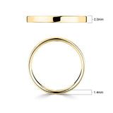 Flat court wedding ring 18ct yellow gold 2.0mm width, UK version