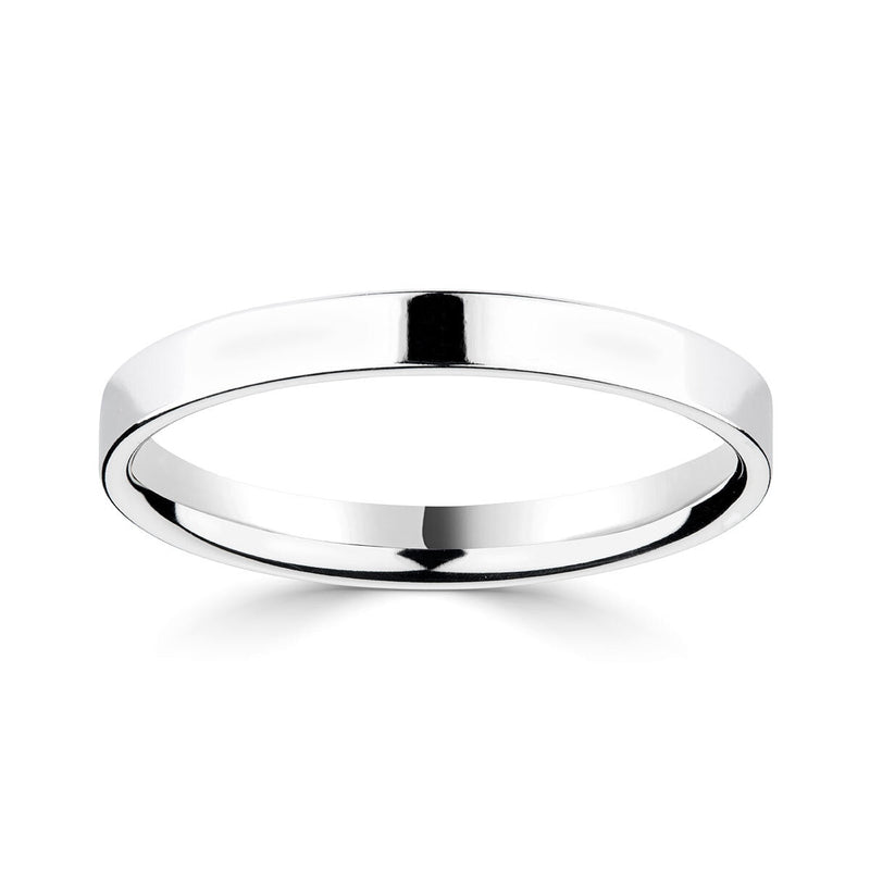 Platinum classic flat court wedding ring 2.5mm (British brand)