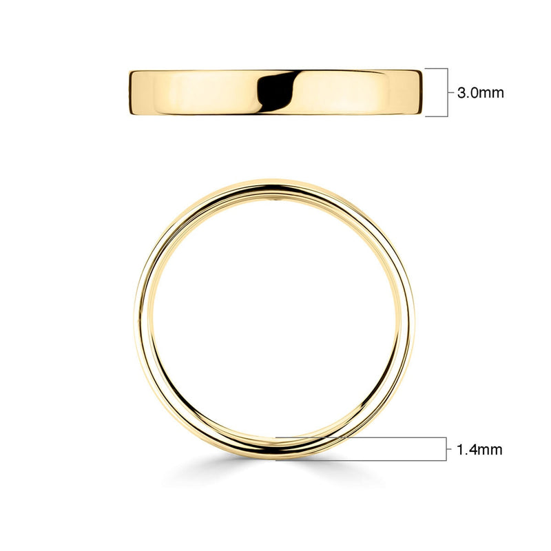 Costco 18ct yellow gold flat court wedding ring 3.0mm - British product
