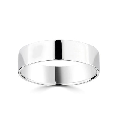 Costco UK Classic Flat Court Wedding Ring, 18ct White Gold, 6.0mm- Buy online at McGrocer