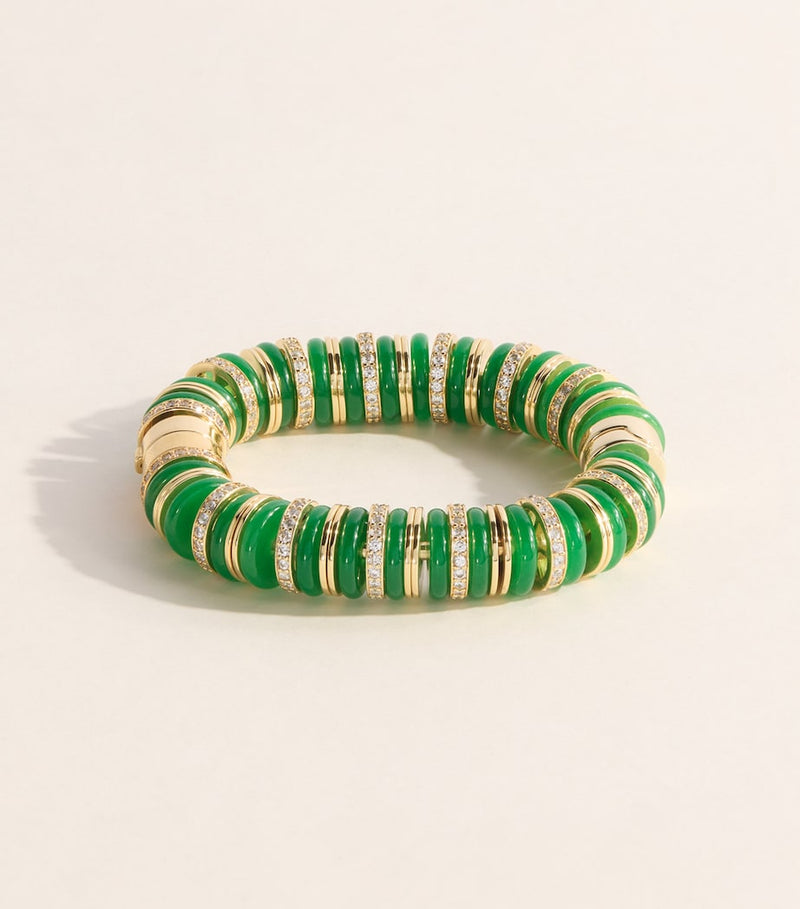 Eddie Borgo Lenox bracelet with jade malachite and crystal pave, imported from the UK