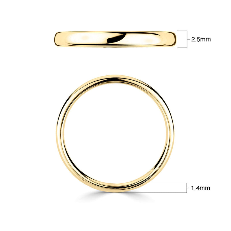 Costco 18ct yellow gold classic court wedding ring 2.5mm, imported from the UK