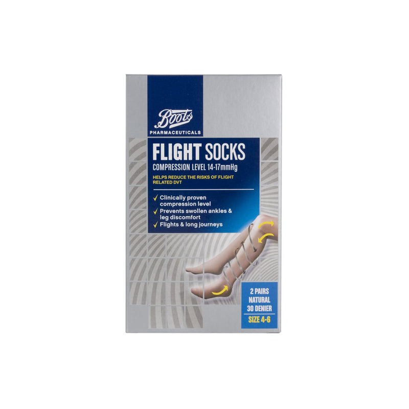 Boots Flight Socks 14-17mmHg Natural Size 4-6 - British product