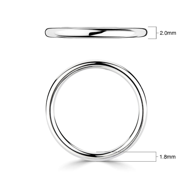 Luxury court wedding ring 18ct white gold 2.0mm (British brand)