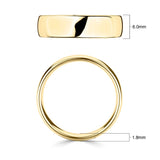 18ct yellow gold luxury court wedding ring 6mm (British brand)