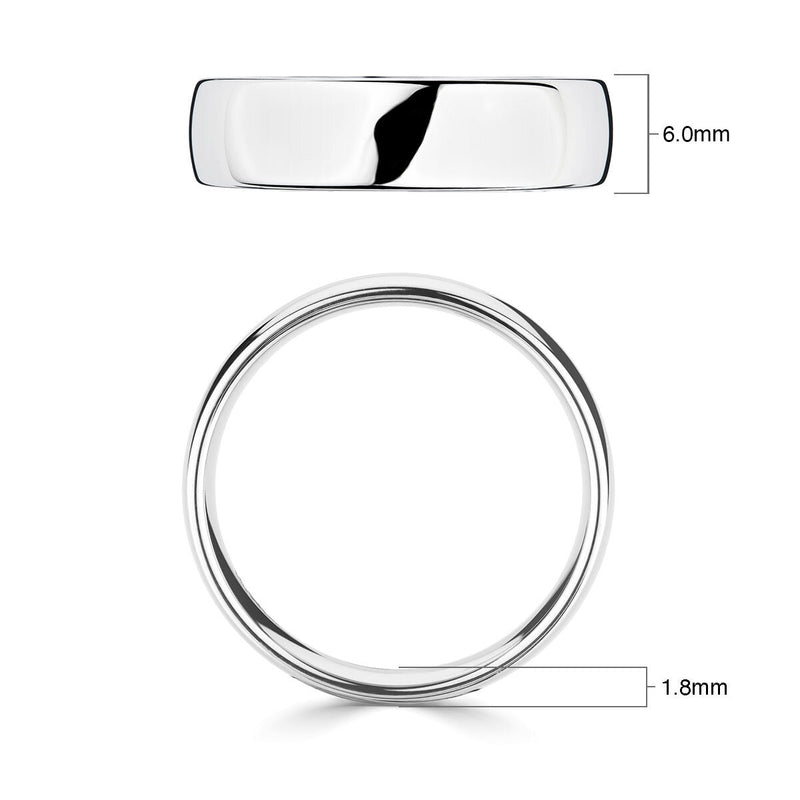 6.0mm platinum luxury court wedding ring (British brand)