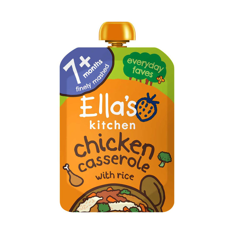 Ella's Kitchen organic chicken and rice casserole baby food pouch 130g, UK version