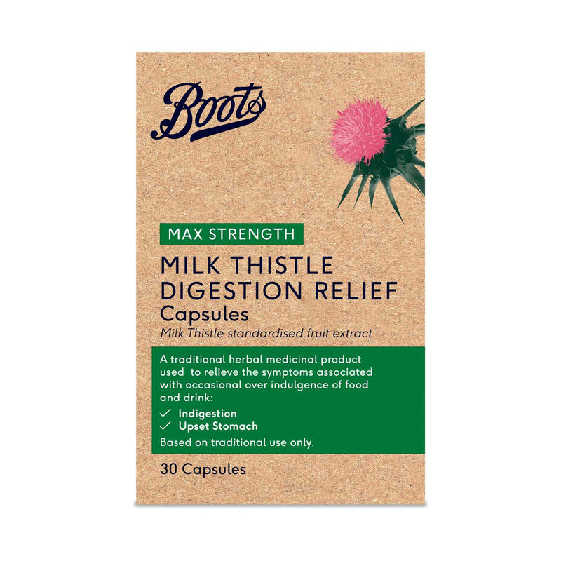 Boots Milk Thistle digestive relief capsules 30 count - British product