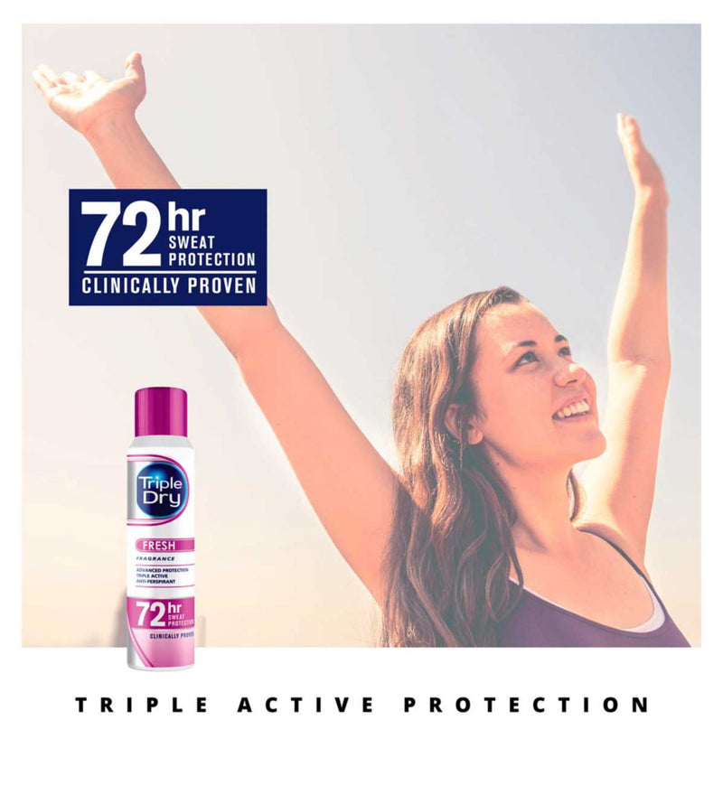 بخاخ مزيل العرق Triple Dry برائحة منعشة 150 مل (علامة تجارية بريطانية)