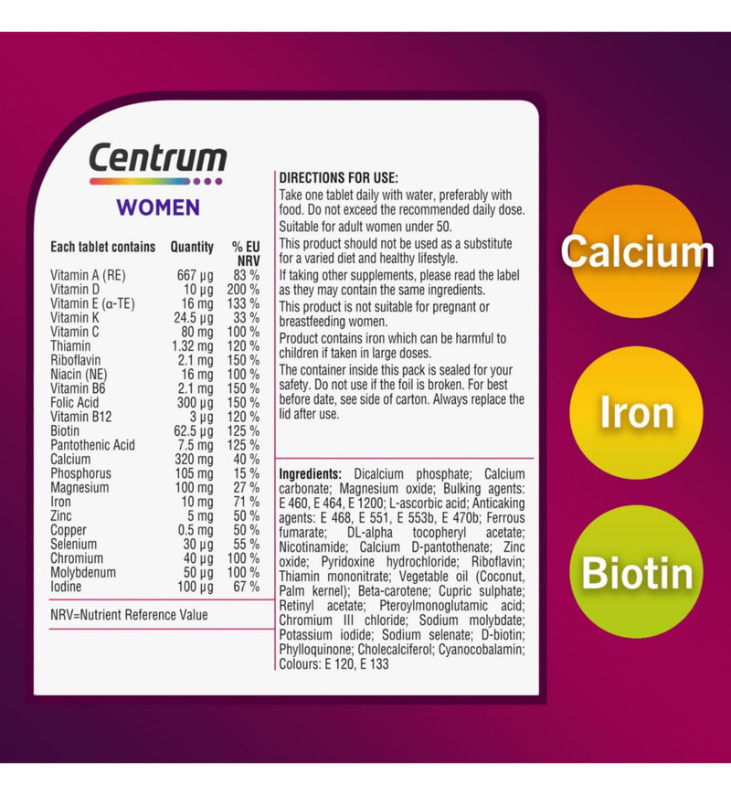 Centrum Women Multivitamins tablets 30 count - British product