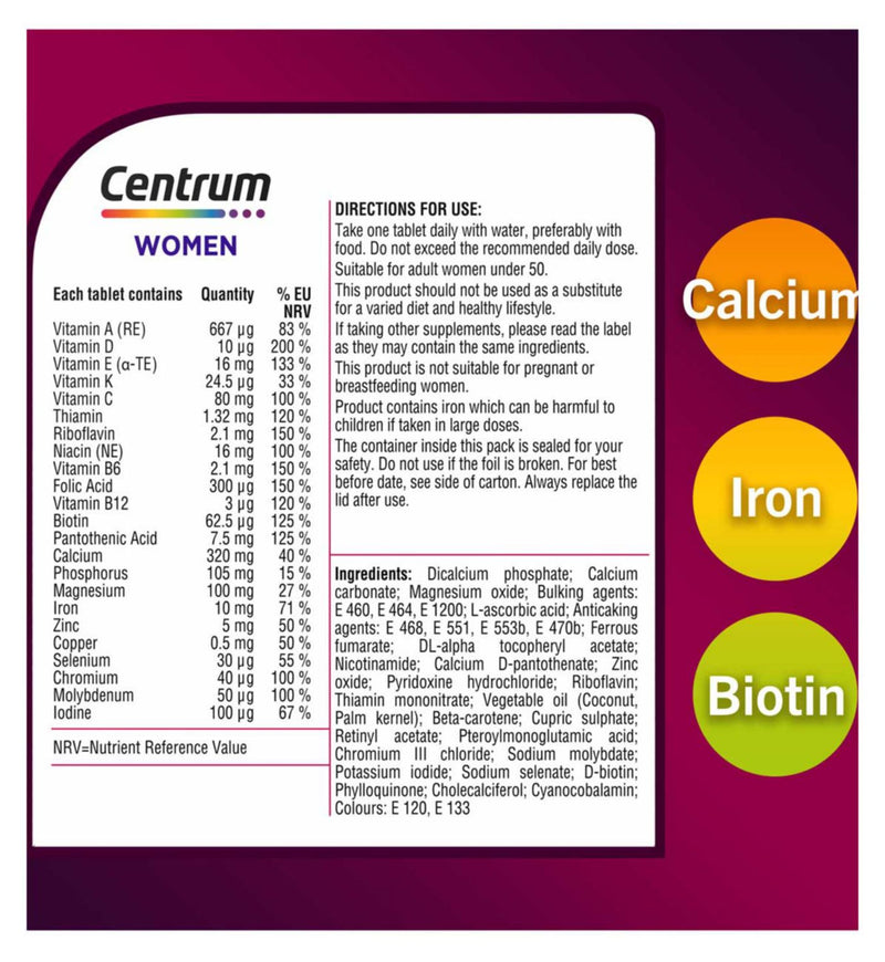 Centrum Women Multivitamins tablets 30 count - British product