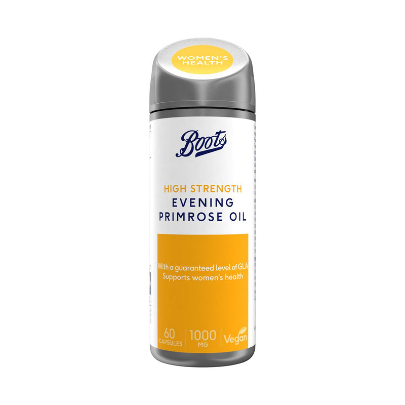 Boots evening primrose oil supplement capsules imported from the UK