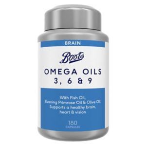 Boots Omega Oils 3 6 & 9 fish oil capsules 180 - British product