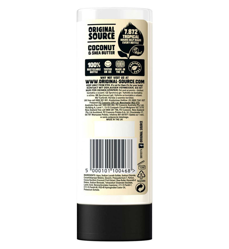 Original Source Coconut Shea Butter Shower Gel 250ml, imported from the UK