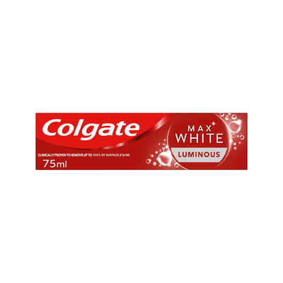 Boots Colgate Max White Luminous Sparkling Mint Toothpaste British Oral Care 75ml- Buy online at McGrocer