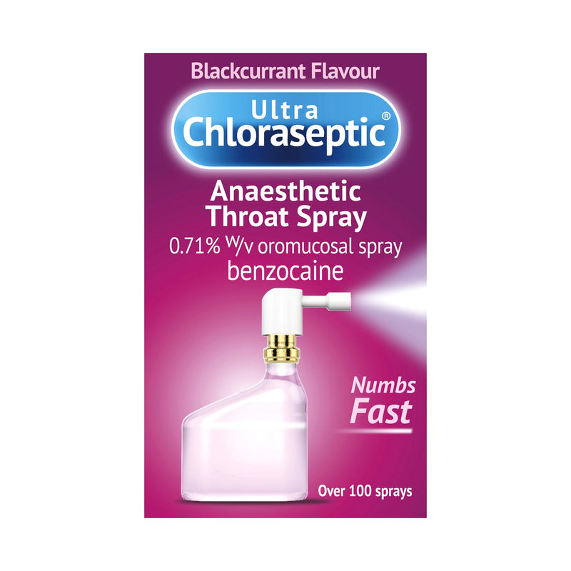 Ultra Chloraseptic schwarze Johannisbeere Halsspray 15ml - Britisches Produkt