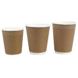Costco UK Cafe Express Brown Corrugated Hot Cups 1000 Pack (3 Sizes)- Buy online at McGrocer