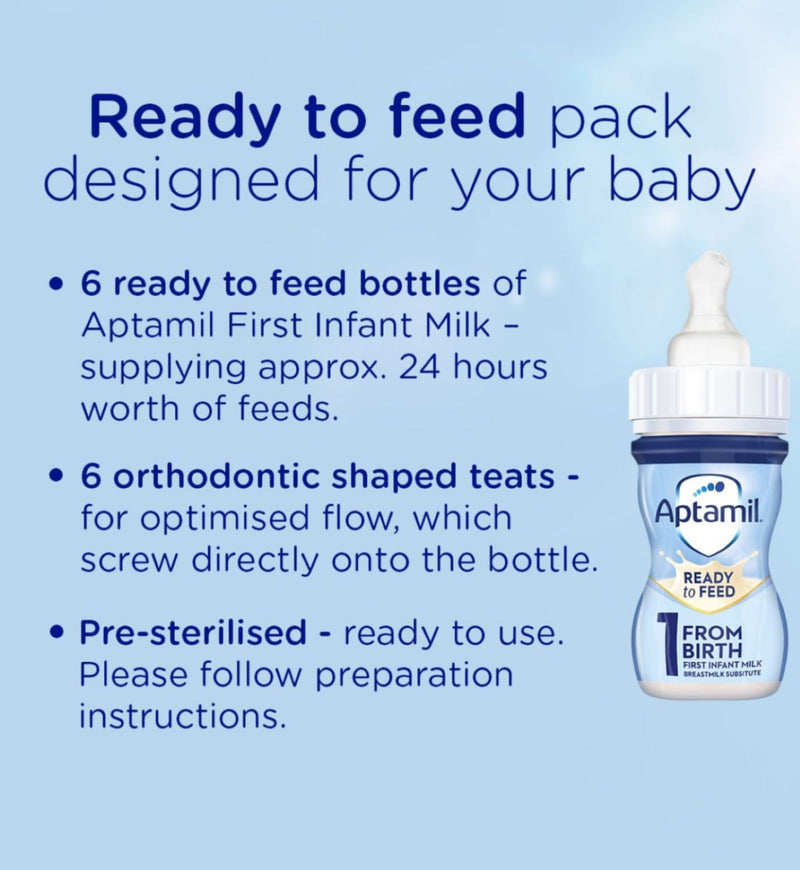 Aptamil first infant milk liquid formula starter pack 6x70ml - British product