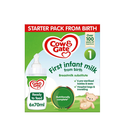 Cow & Gate Säuglingsanfangsnahrung flüssig Starter-Packung 6x70ml