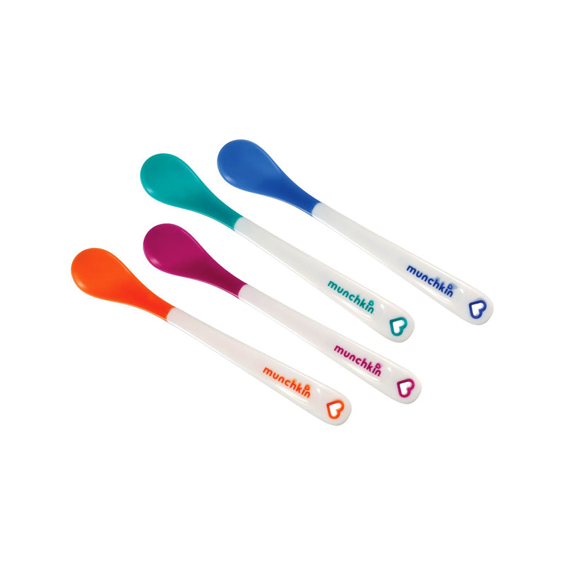 Munchkin Infant Safety Spoons White Hot 4 Pack, imported from the UK