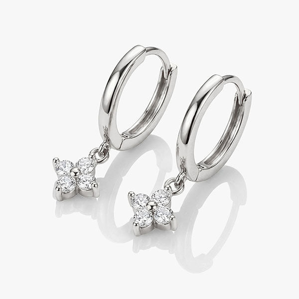 MUCHV small huggie hoop earrings hydrangea flower 18mm, imported from the UK