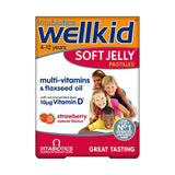 Vitabiotics WellKid Soft Jelly strawberry pastilles 30, imported from the UK
