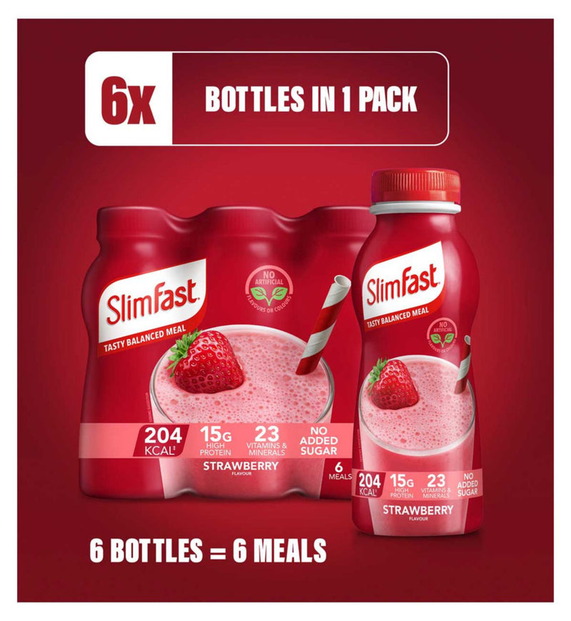 SlimFast Strawberry Shake Meal Replacement 6 x 325ml (British brand)