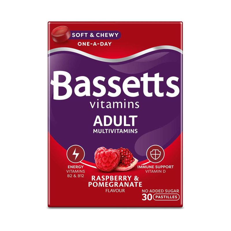 Bassetts Adult Multivitamins Raspberry & Pomegranate Pastilles 30 - British product