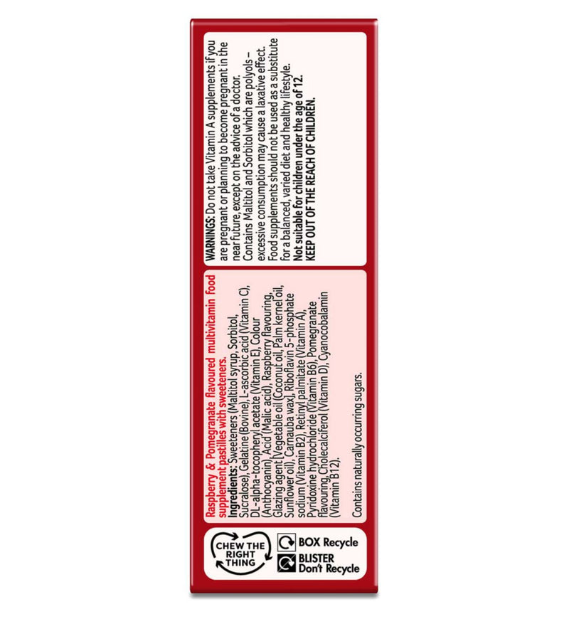 Bassetts Adult Multivitamins Raspberry & Pomegranate Pastilles 30 - British product