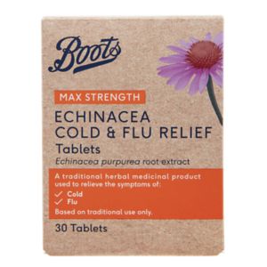 Boots Pharmaceuticals Echinacea Cold and Flu Relief Tablets 30 - British product