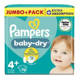 Boots Pampers Baby-Dry Nappies Size 4+ 76 Pack 9-14kg- Buy online at McGrocer