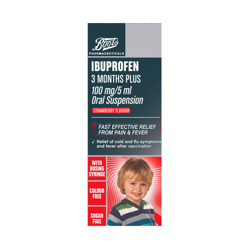 Boots Ibuprofen Oral Suspension Strawberry Flavour 100ml - British product