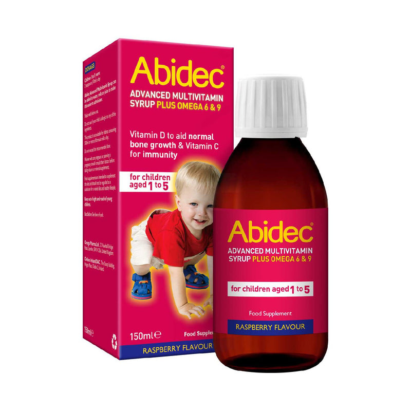 Abidec Advanced Multivitamin Syrup Raspberry Flavour 150ml - British product