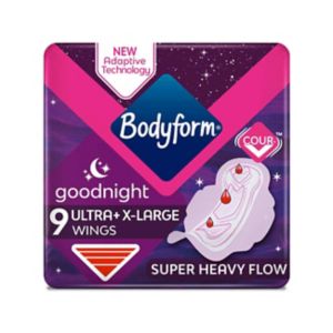 Bodyform Ultra Goodnight sanitary towels extra large wings x9 - British product