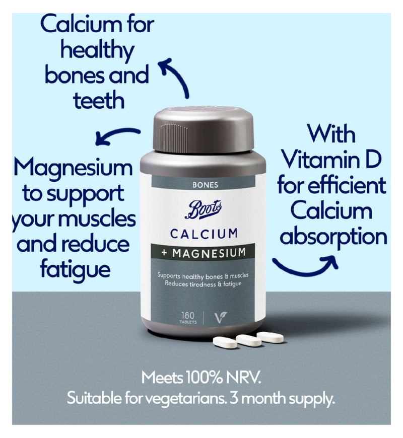 Boots calcium magnesium vitamin d supplement 180 tablets - British product