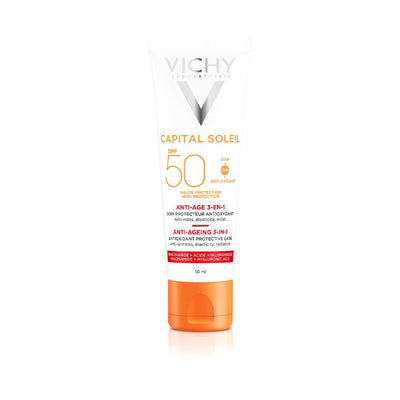 Boots Vichy Capital Soleil Anti-Ageing 3-in-1 Sun Protection Cream SPF50 50ml- Buy online at McGrocer