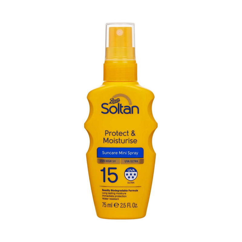 Soltan feuchtigkeitsspendendes Sonnenspray SPF15 Mini 75ml (britische Marke)