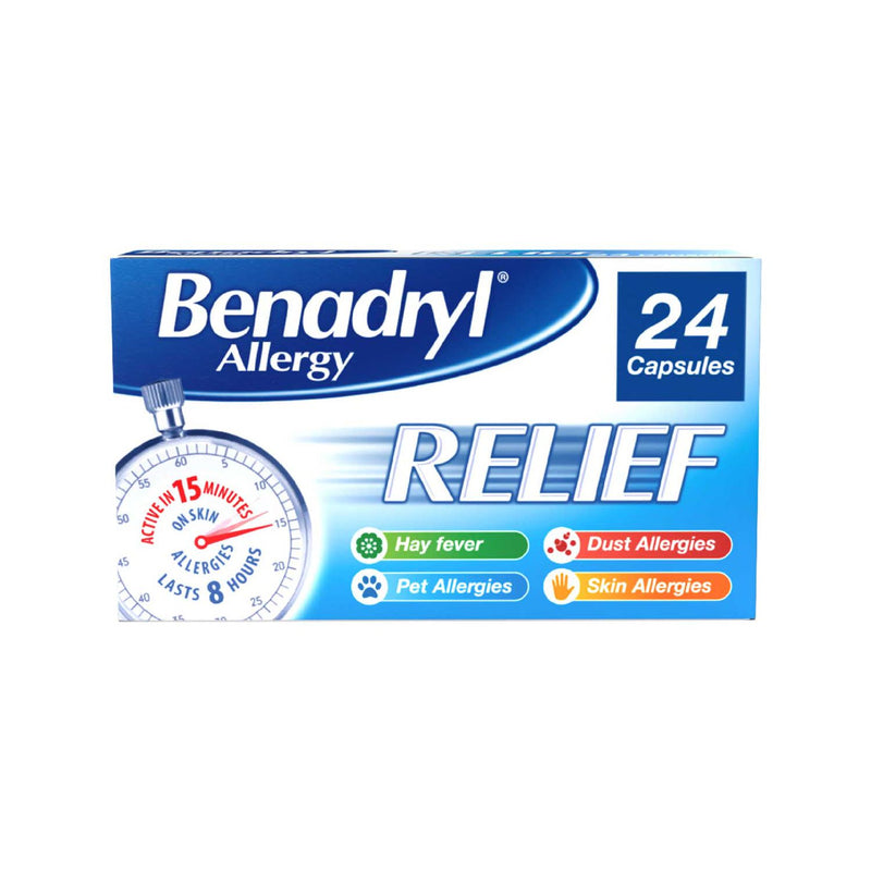 Benadryl Allergy Relief Capsules 24 Pack - British product