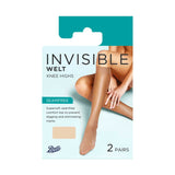 Calcetines altos hasta la rodilla Boots Invisible Welt, paquete de 2 pares, color nude, talla única