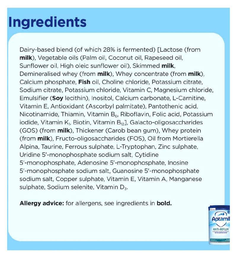 Aptamil Anti-Reflux baby milk formula powder 800g - British product