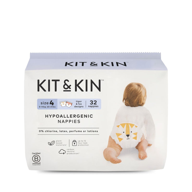 Kit & Kin hypoallergenic nappies size 4 32 pack, imported from the UK