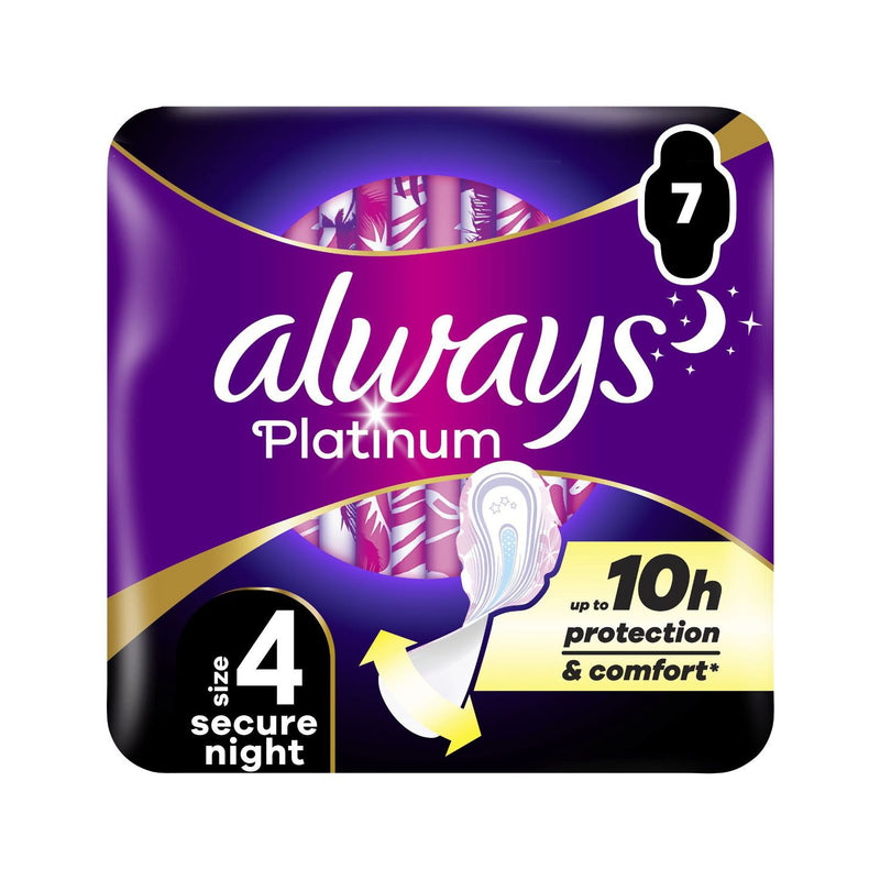 Always Platinum Secure Night pads size 4 with wings, UK version